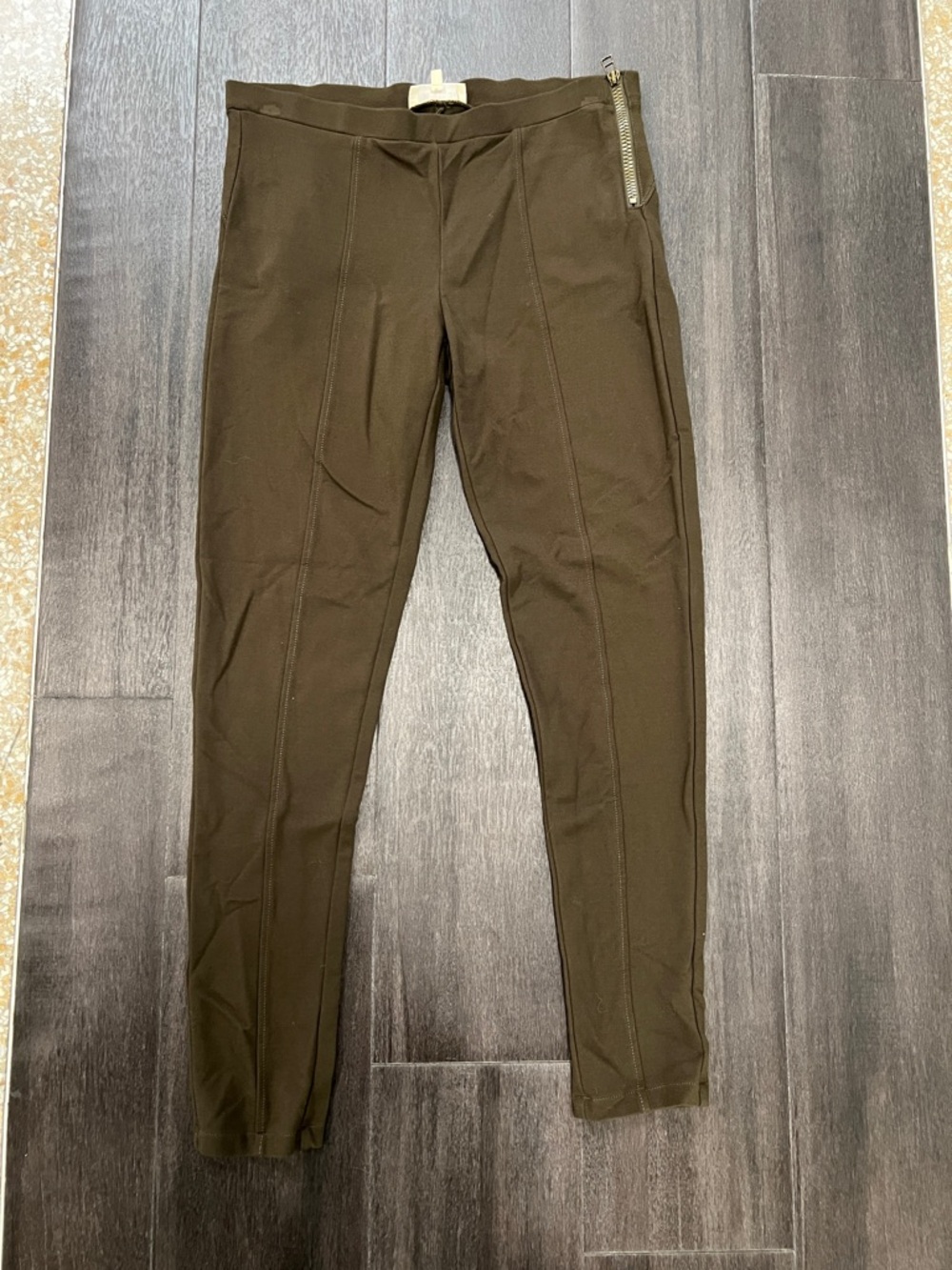 Rewind Women’s Dark Olive Stretch Dress Pants with Side Zip